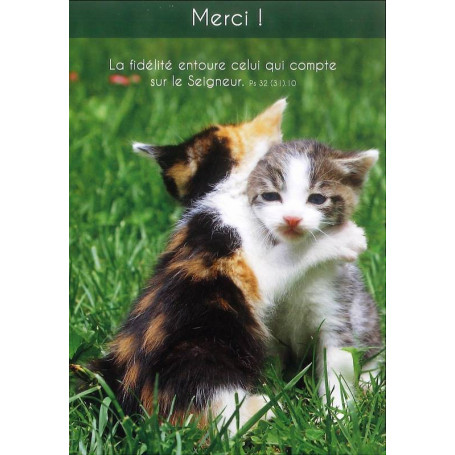 Carte simple Merci Chatons - Psaume 32(31).10