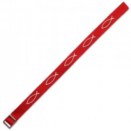 Bracelet Ichthus tissé rouge - 753201 - Uljo