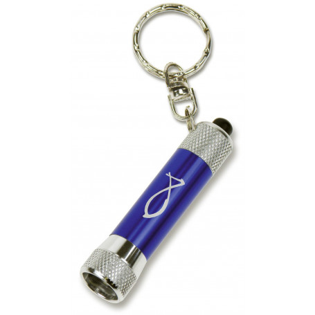Porte-clés lampe Ichthus 6,5 cm bleu – 71539 - Uljo