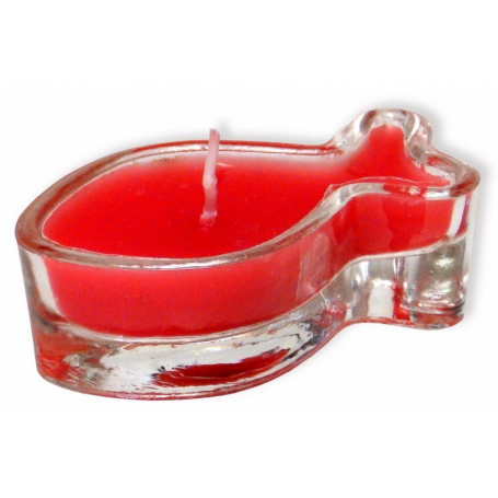 Bougeoir ichthus en verre 6 cm rouge – 721221 - Uljo