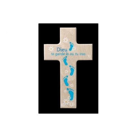Croix en bois Dieu te garde là où tu iras  9x15cm– 72572