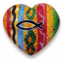 Mini coeur décoratif en pierre avec Ichthus 5cm - 72452