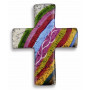 Croix en stéatite fait main arc-en-ciel 4,5x5,5 cm - 72481