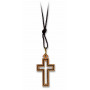 Pendentif croix ajourée en bois d'olivier avec fin cordon 72 cm – 75296 - Uljo