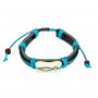 Bracelet en cuir Leo bleu avec Ichthus - 6081 - Praisent