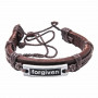 Bracelet en cuir brun avec plaque métal Forgiven - 6064 - Praisent