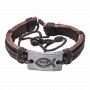 Bracelet en cuir brun avec plaque métal Ichthus/Jesus - 6065 - Praisent