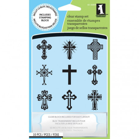 Tampons Croix 9 pc & bloc - Inkadinkado Clear Stamps Crosses