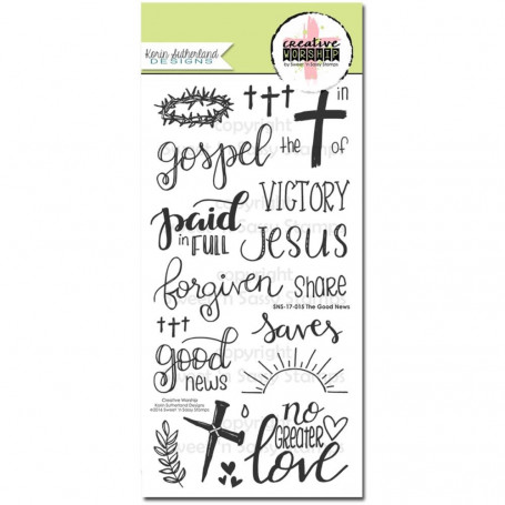 Tampons The Good News 21 pc - Sweet 'n Sassy Creative Worship Clear Stamps