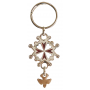 Porte clés Croix Huguenotte en métal émaillé  - 9 cm