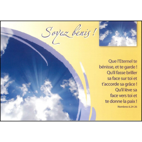 Carte simple Soyez bénis Nombres 6.24-26