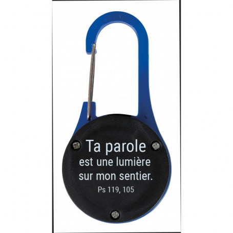Porte-clés mousqueton LED Ta parole bleu - 729742 - Uljo