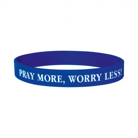 Bracelet bleu en silicone Pray More Worry Less - 1183 - Praisent