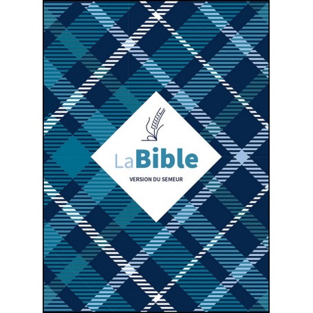 Bible Semeur 2015 compact semi souple textile à carreaux bleue