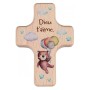 Mini croix en bois Ourson - Dieu t'aime - 4x6cm - 78328