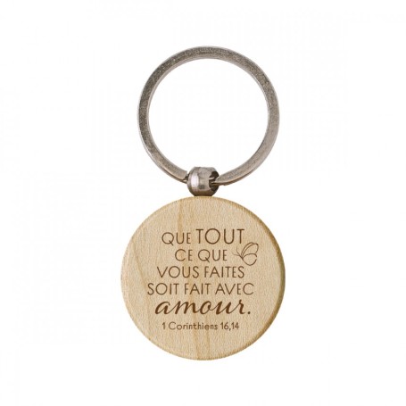 Porte-clés en bois Que tout ce que vous faites soit fait avec amour - 1 Cor.16.14 - 78729