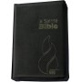 Bible NEG compact fibrocuir noir onglets tranche or fermeture éclair - SG11291