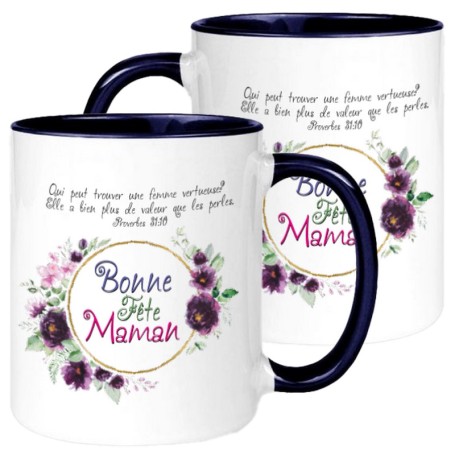 Mug bicolore Bonne Fête Maman - Proverbes 31.10 - MUBI0251 - 1 pièce