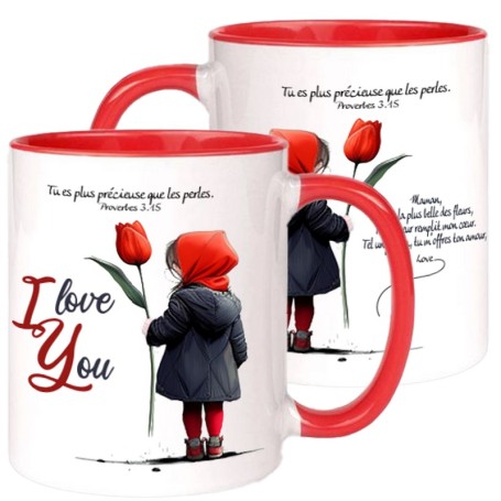 Mug bicolore I Love You Maman - Proverbes 3.15 - MUBI0325 - 1 pièce