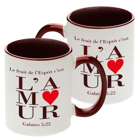 Mug bicolore Fruit de l'Esprit Amour - Galates 5.22 - MUBI0219 - 1 pièce