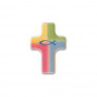 Petite croix en bois en couleur + ichthus