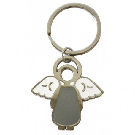 Porte-clés Ange en métal gris – 72927